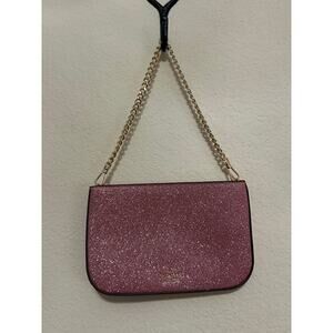 NEW Kate Spade Glimmer Glitter Shoulder Bag Pink Sparkly Purse Gold Chain